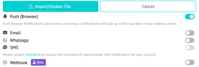 WFS push browser alert