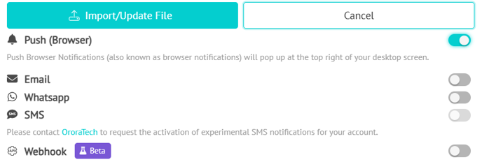 WFS push browser alert
